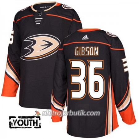 Barn Ishockey Anaheim Ducks Tröja John Gibson 36 Adidas 2017-2018 Svart Authentic